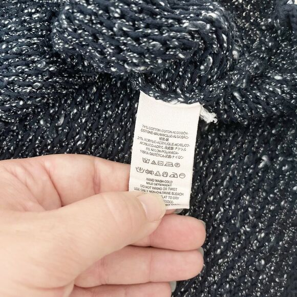 Free People Midnight Knit 3/4 Sleeve Blue & White Oversized Crop Sweater Size SP - Picture 4 of 6